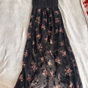 Lily Rose Black and Pink Floral Maxi Dress